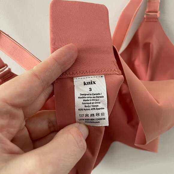 Knix Evolution Bra Unpadded Wire Free Adjustable Strap Seamless Bra Dusty Pink 3 - Picture 6 of 7